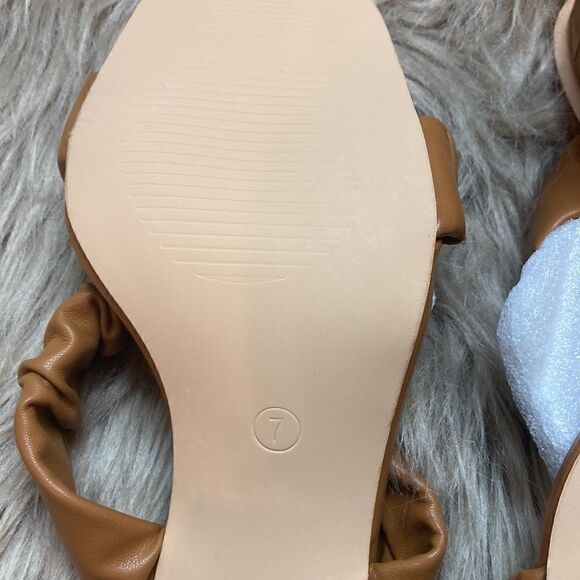 Coutgo Scrunch Stretch Strap Chunky Heeled Slip on Slides Backless Block Sandals - Picture 8 of 8